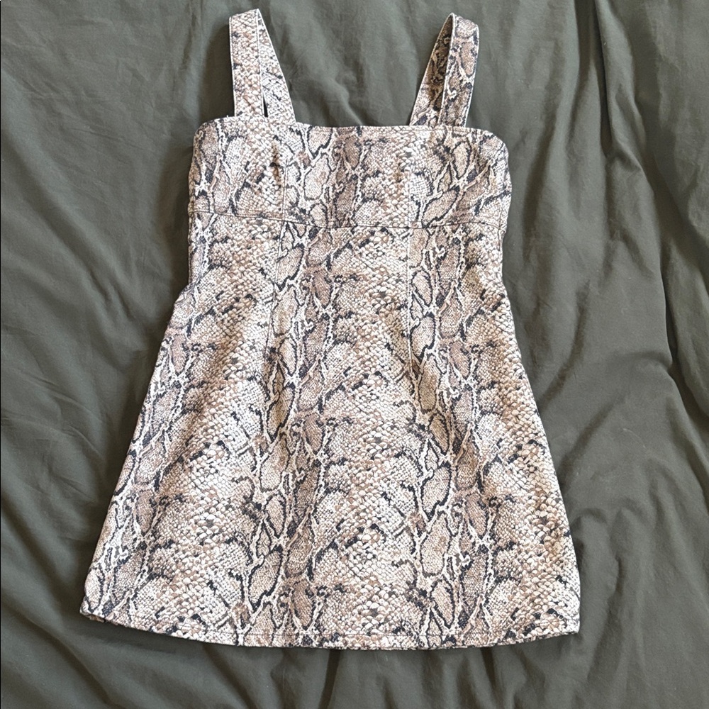 Reformation Lizzie Snake Denim Mini Dress size Medium
